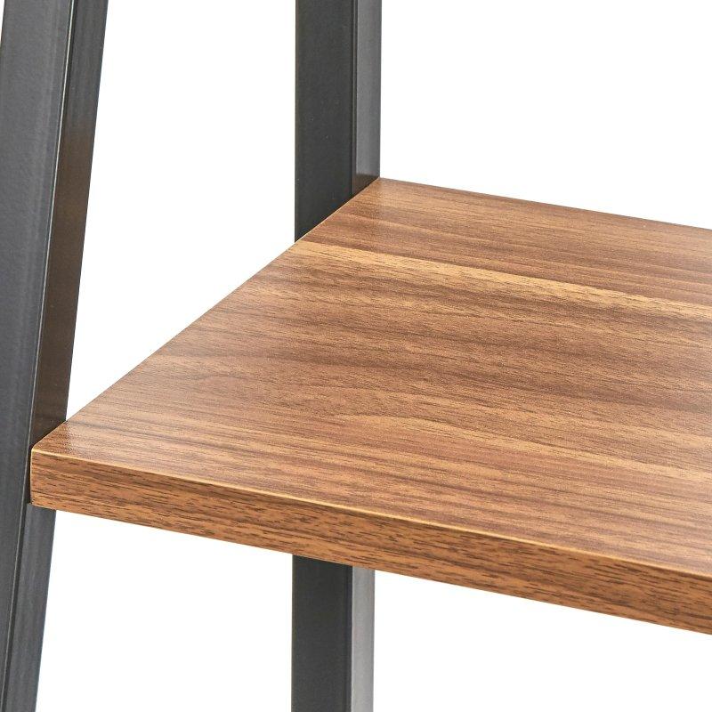 Ceviz ve Siyah Metal 5 Raflı Merdiven Kitaplık - 166x51x51 cm - 312571