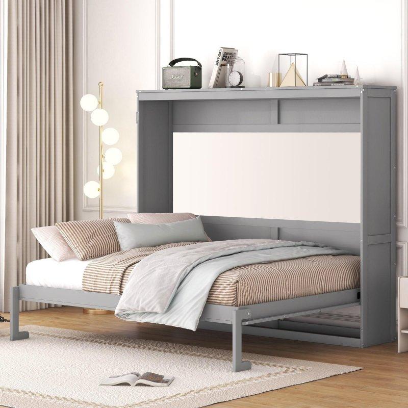 Çift Pistonlu Mekanizmalı Dolaplı Ahşap Duvar Yatağı - 260855