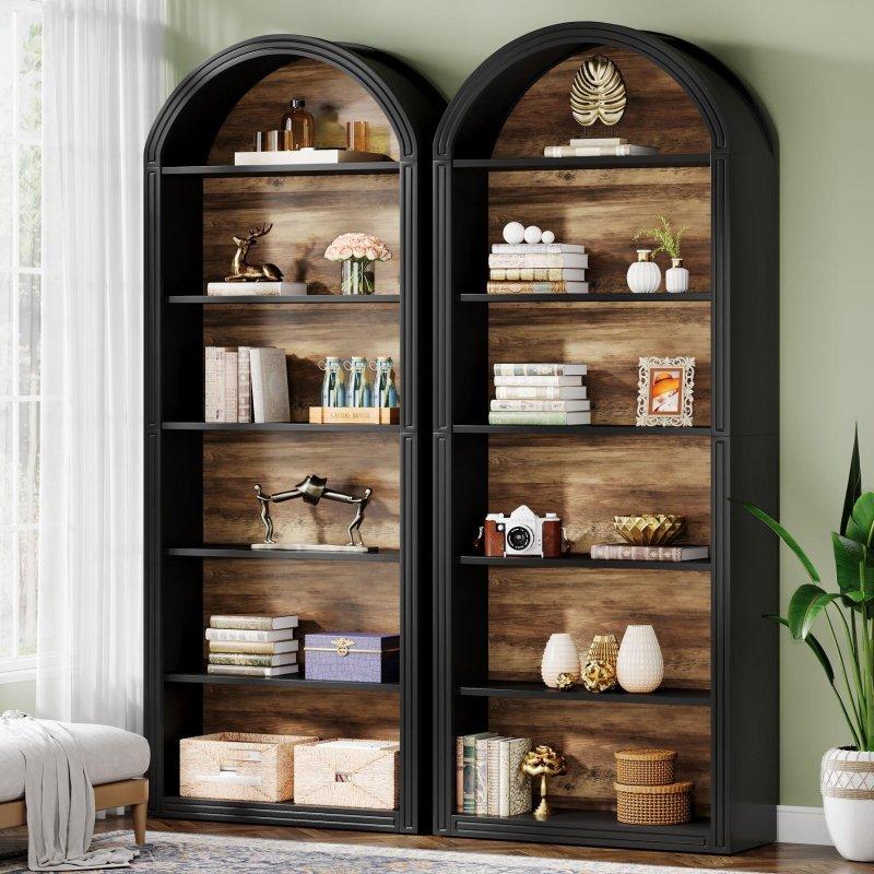 Çift Renkli MDF Kemerli 6 Raflı Kitaplık - 194 cm - 314264