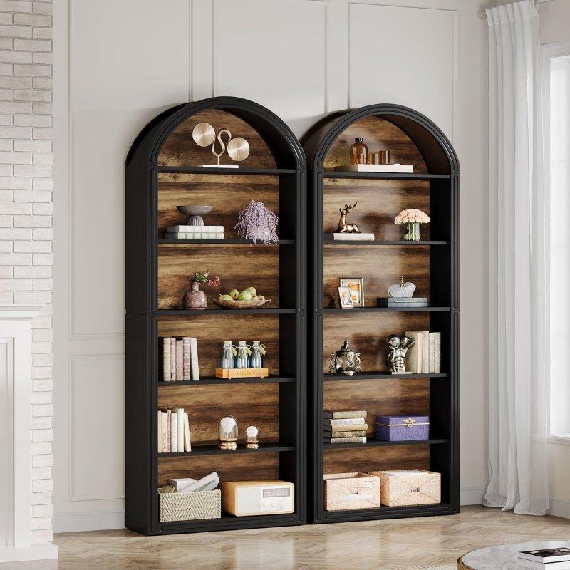 Çift Renkli MDF Kemerli 6 Raflı Kitaplık - 194 cm - 314264