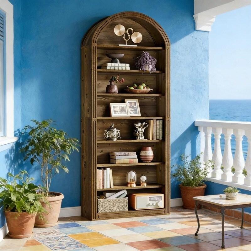 Çift Renkli MDF Kemerli 8 Raflı Kitaplık - 315275