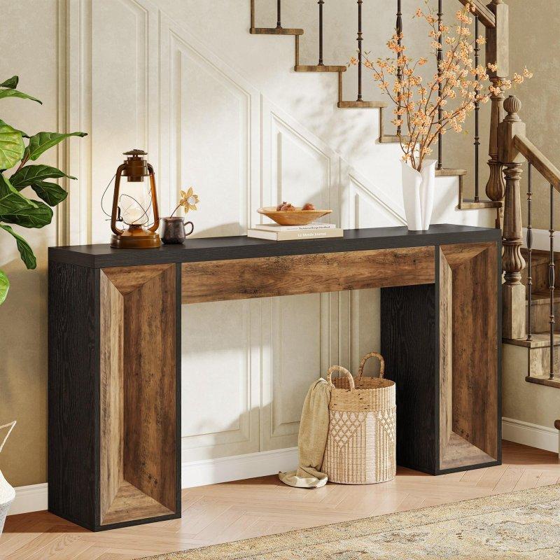 Çift Renkli MDF ve Metal Kır Evi Tarzı Dresuar - 160 cm - 332343
