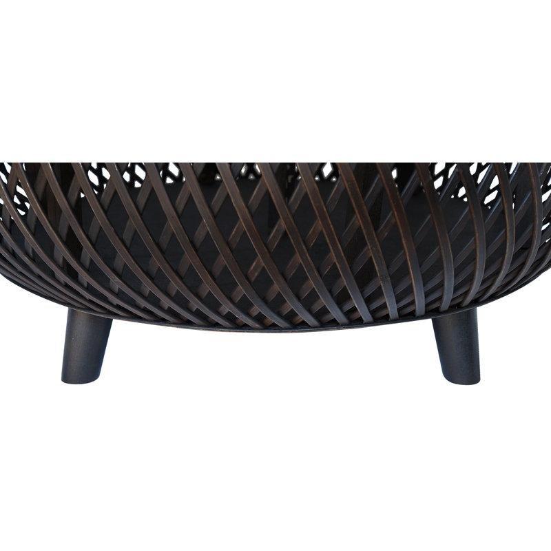 Çikolata Kahverengi Hasır Elmas Örgü Desenli Yuvarlak Orta Sehpa - 84 cm - 243983