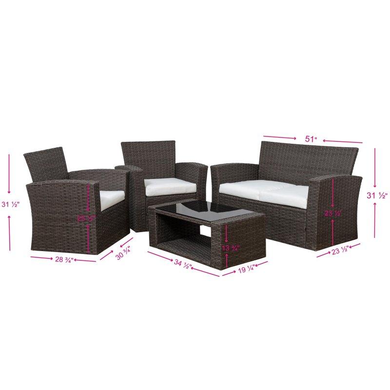 Çikolata Kahverengi Rattan 4 Parça Minderli Bahçe Takımı - 276293