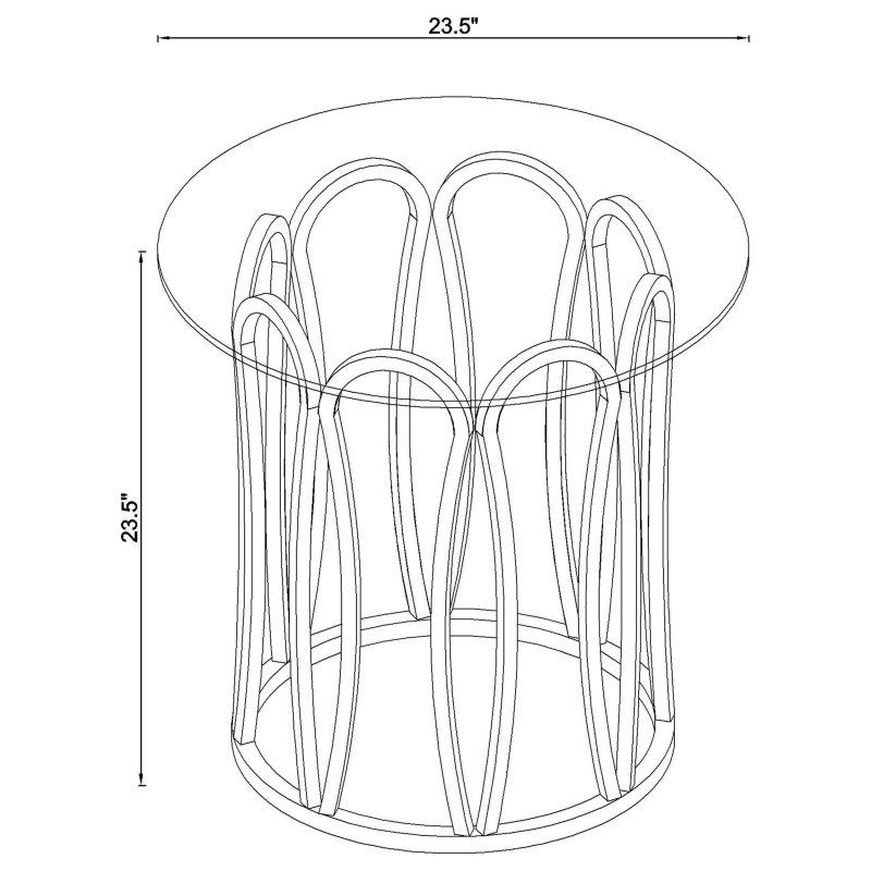 Çikolata Krom Metal ve Cam Geometrik Tasarım Yuvarlak Orta Sehpa Seti - 100 cm - 241595
