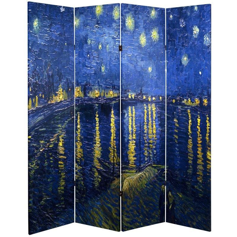 Çok Renkli Ahşap Kanvas Çift Taraflı Katlanır Paravan - 181x163 cm - 321594