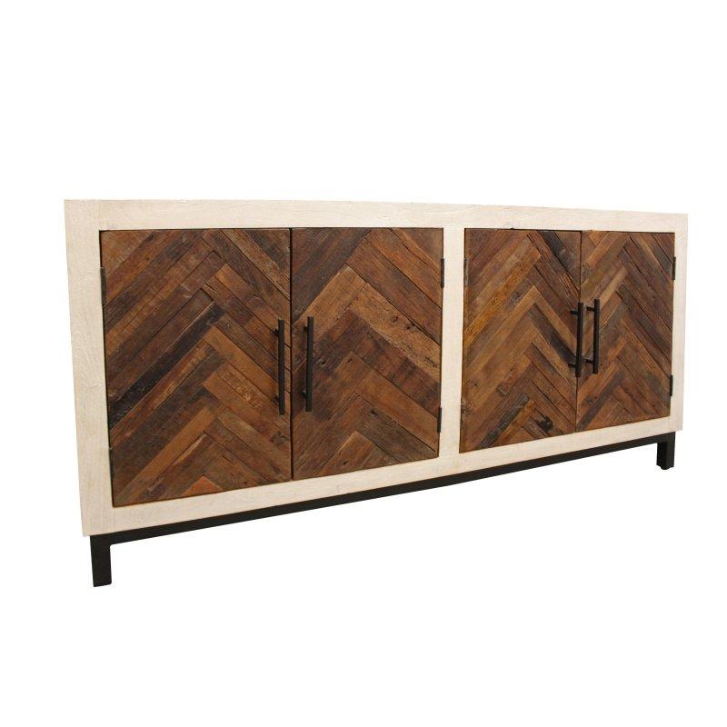 Çok Renkli Geri Dönüştürülmüş Ahşap 4 Kapaklı Bohem Konsol - 183x92x46 cm - 325139