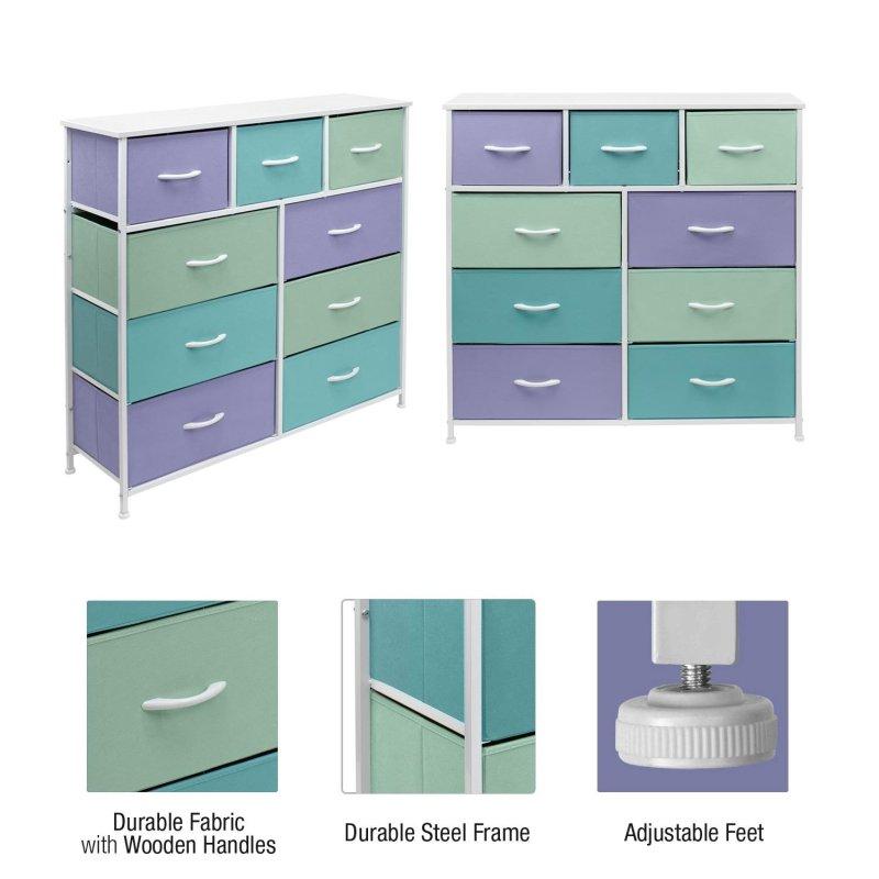 Çok Renkli Kumaş 9 Çekmeceli MDF Şifonyer - 101x30x101 cm - 299088