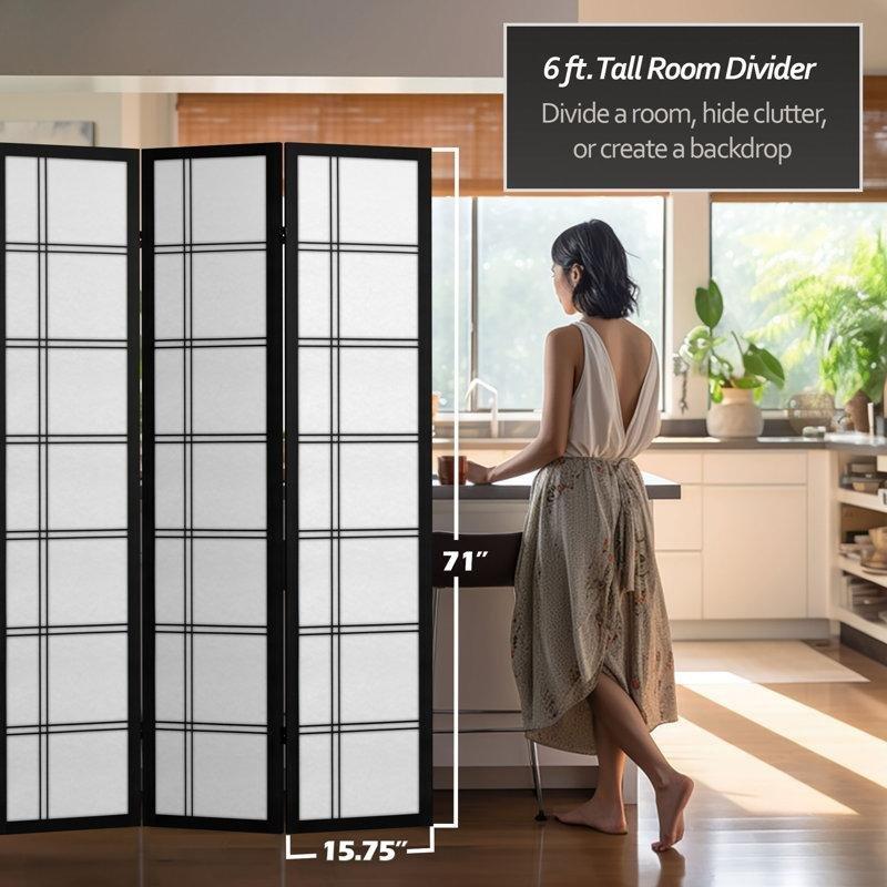 Çok Renkli Masif Ahşap Katlanır Baskılı Paravan - 181x240 cm - 321326