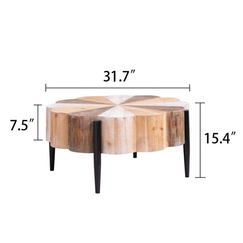 Çok Renkli MDF Metal Ayaklı Çiçek Şekilli Endüstriyel Yuvarlak Orta Sehpa - 81x40 cm - 239755