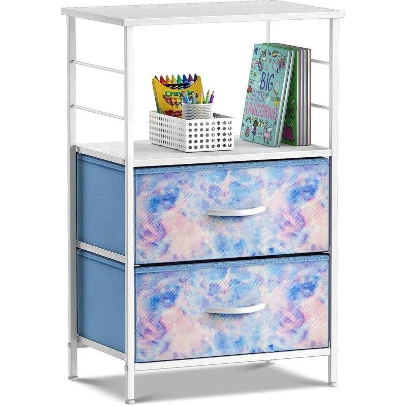 Çok Renkli Metal ve Kumaş 2 Çekmeceli Raflı Şifonyer - 86 cm - 304915