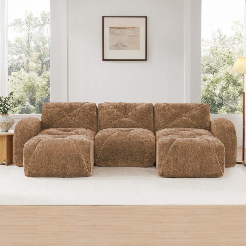 Deve Tüyü Kadife Modüler U Şekilli Bohem Koltuk - 281x171x76 cm - 290772