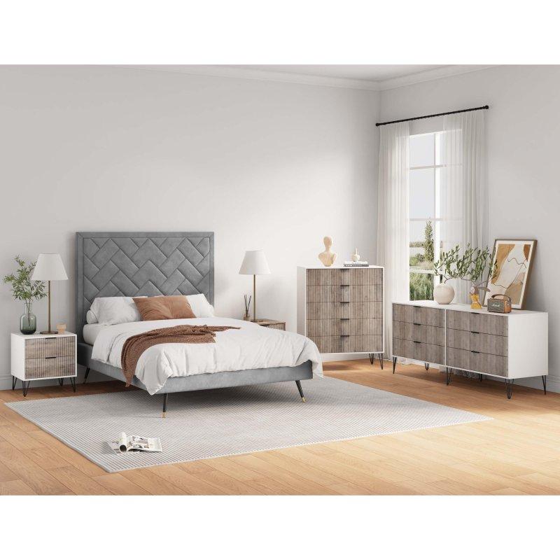 Dikey Yivli Gold Detaylı MDF 3 Parça Şifonyer Seti - 309532 Dikey Yivli Gold Detaylı MDF 3 Parça Şifonyer Seti - 309532
