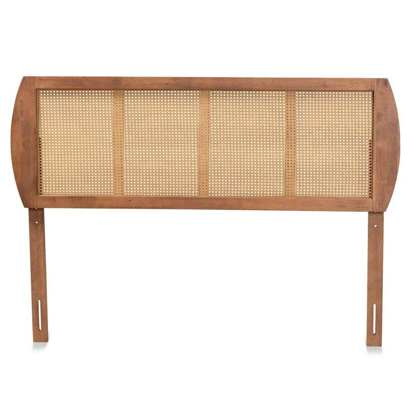 Dişbudak Ceviz Rengi Sentetik Rattan Dokumalı Yüksekliği Ayarlanabilir Ahşap Yatak Başlığı - 154 cm - 334924