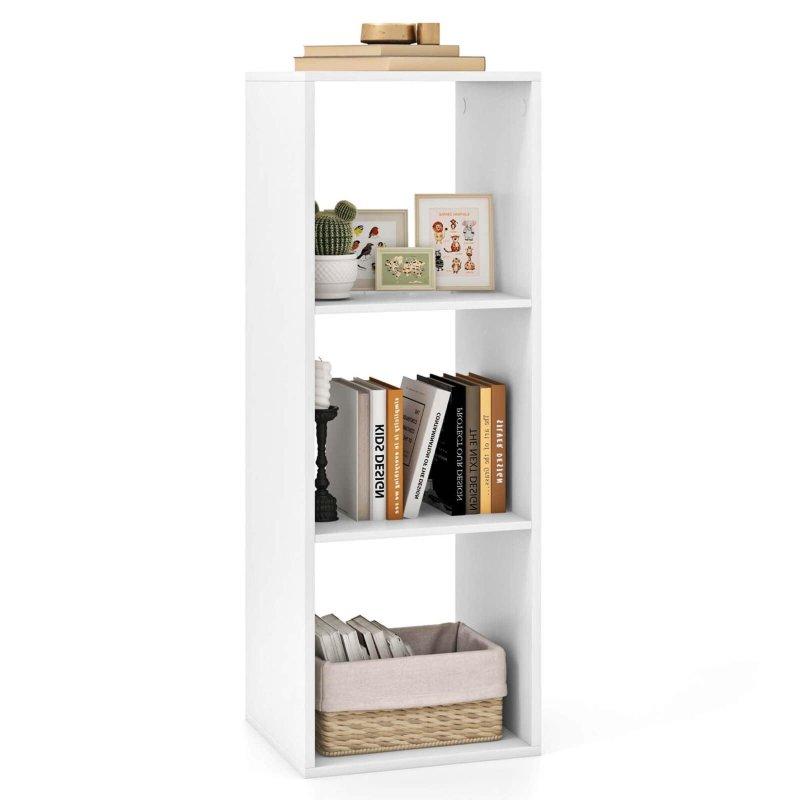 Doğal Ahşap 3 Küp Raflı Dikey Tasarım Kitaplık - 36x34x105 cm - 316967
