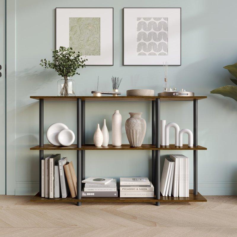 Doğal Ahşap 3 Raflı Geniş Kitaplık - 121x31x76 cm - 315032