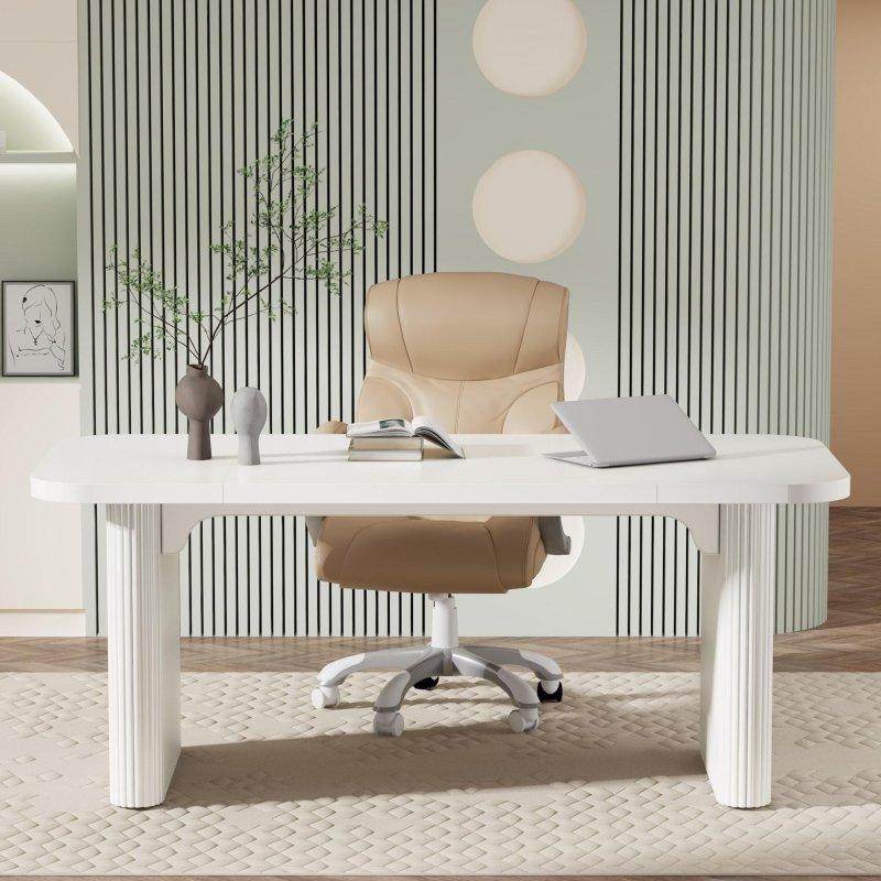 Doğal Ahşap Alçak Raflı Dikdörtgen Ofis Masası - 158 cm - 327506