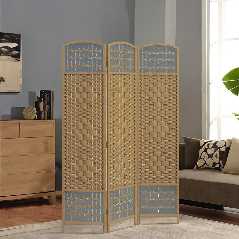 Doğal Ahşap Katlanır 3 Panelli Paravan - 170x120 cm - 321021