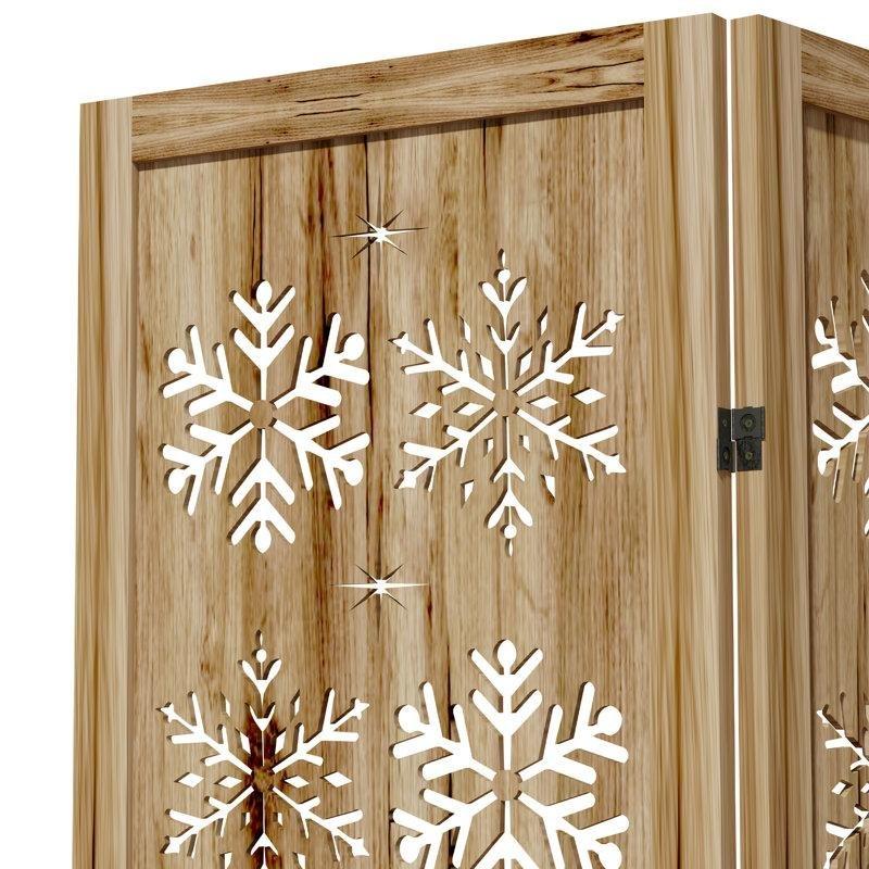 Doğal Ahşap Katlanır 4 Panelli Paravan - 171x161x3 cm - 321407