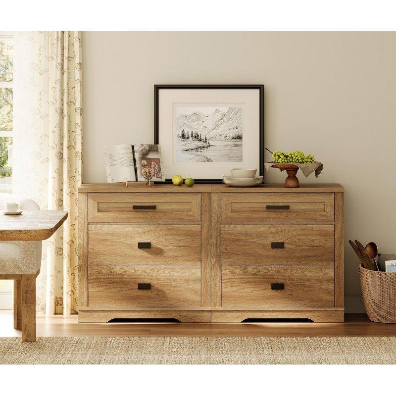Doğal Ahşap Kır Evi Tarzı Çekmeceli Şifonyer - Yükseklik 82 cm - 301750