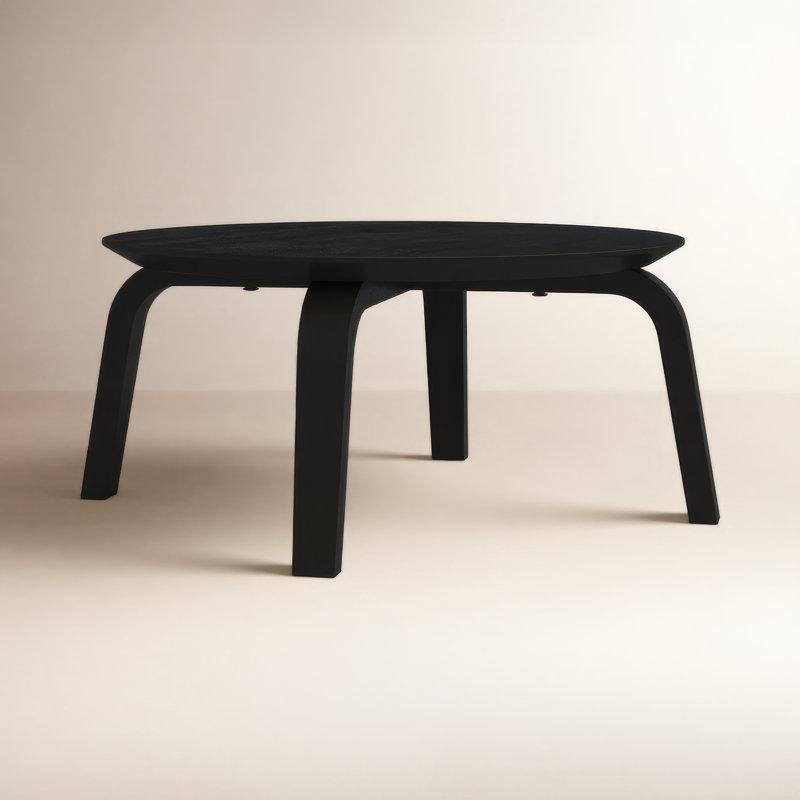 Doğal Ahşap Masif Kavisli Ayaklı Modern Yuvarlak Orta Sehpa - 90 cm - 244727