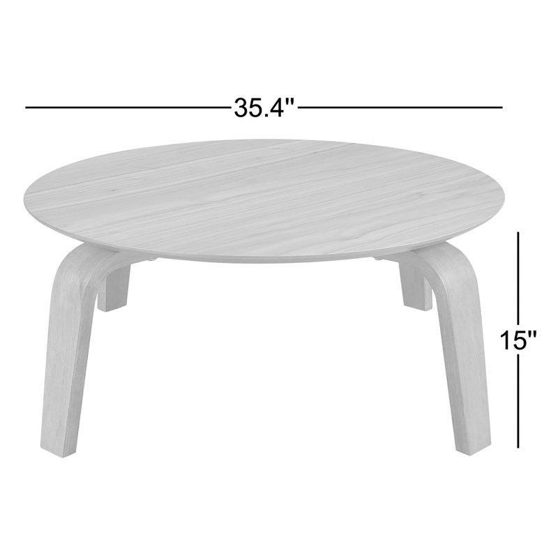 Doğal Ahşap Masif Kavisli Ayaklı Modern Yuvarlak Orta Sehpa - 90 cm - 244727