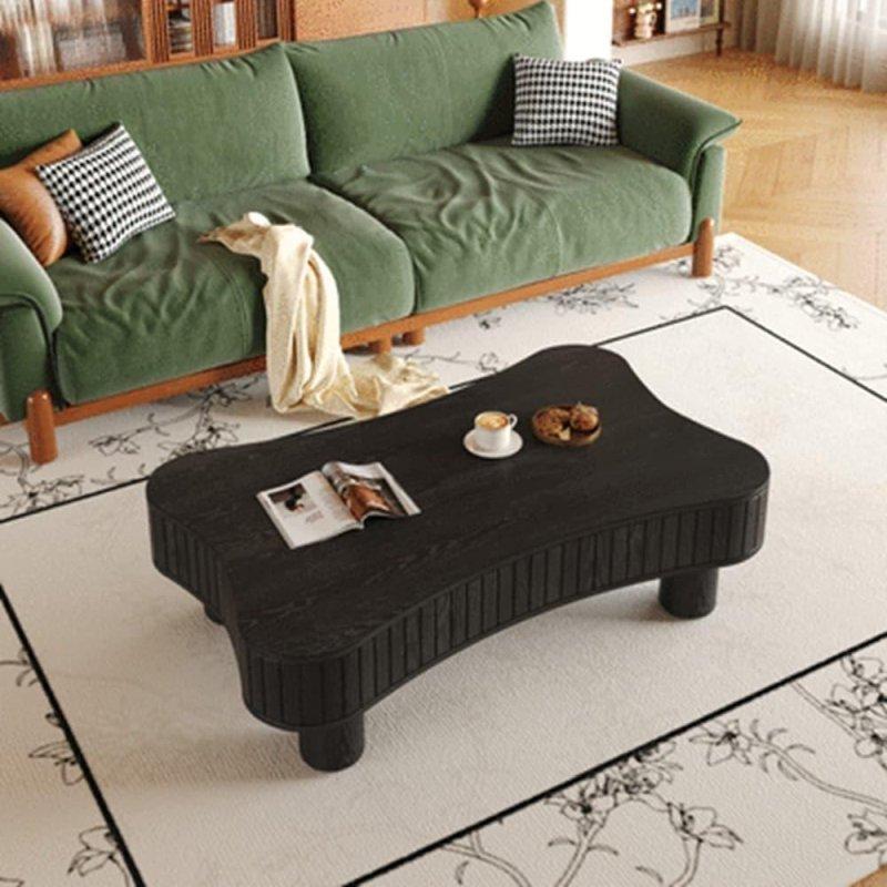 Doğal Ahşap MDF Asansörlü Yivli Panelli Akıllı Sehpa - 107x69 cm - 254264