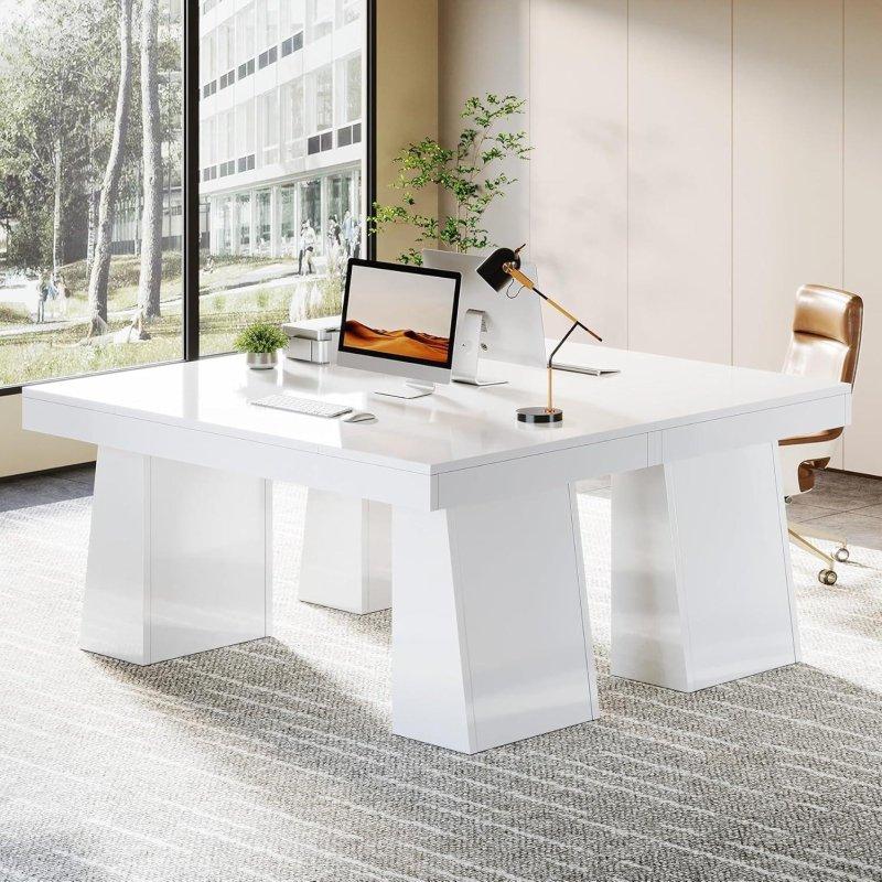 Doğal Ahşap MDF Çift Ayaklı Dikdörtgen Ofis Masası - 140x70 cm - 327554