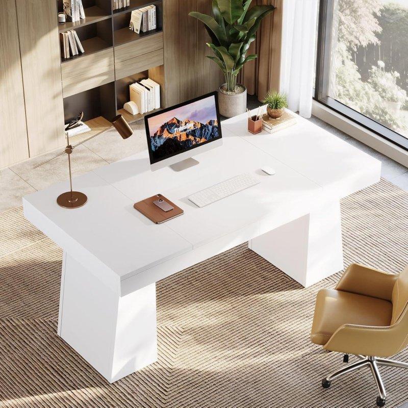 Doğal Ahşap MDF Çift Ayaklı Dikdörtgen Ofis Masası - 140x70 cm - 327554
