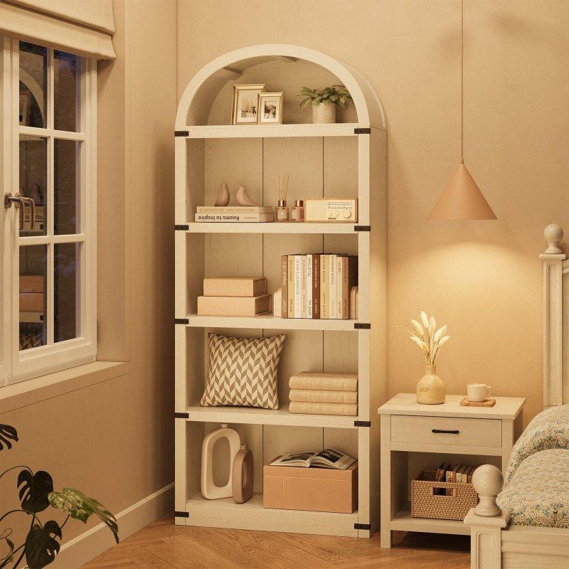 Doğal Ahşap MDF Kemerli 5 Raflı Kitaplık - 182 cm - 317438
