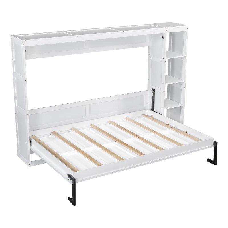 Doğal Ahşap MDF Kitaplıklı Duvar Yatağı - 261256
