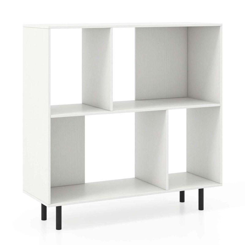 Doğal Ahşap Metal Ayaklı 4 Küp Raflı Modern Kitaplık - 91x31x91 cm - 317256