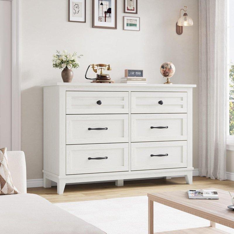 Doğal Ahşap Rengi MDF 6 Çekmeceli Geniş Şifonyer - 120x41x82 cm - 300268