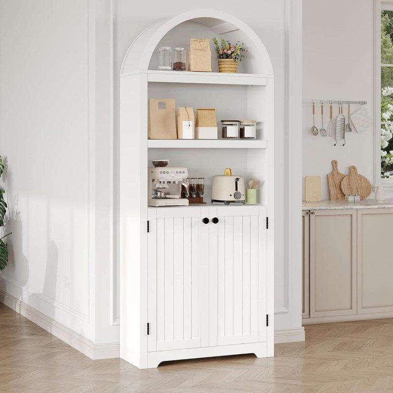 Doğal Ahşap Rengi MDF Kemerli Kapaklı 5 Raflı Kitaplık - 314509
