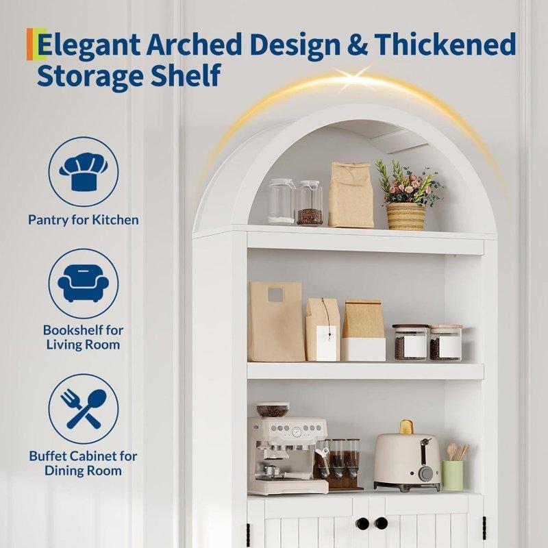 Doğal Ahşap Rengi MDF Kemerli Kapaklı 5 Raflı Kitaplık - 314509