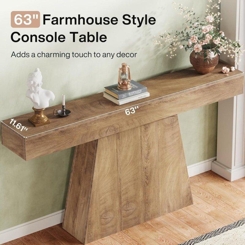 Doğal Ahşap Rengi MDF Yamuk Tabanlı Uzun Dresuar - 161 cm - 330707