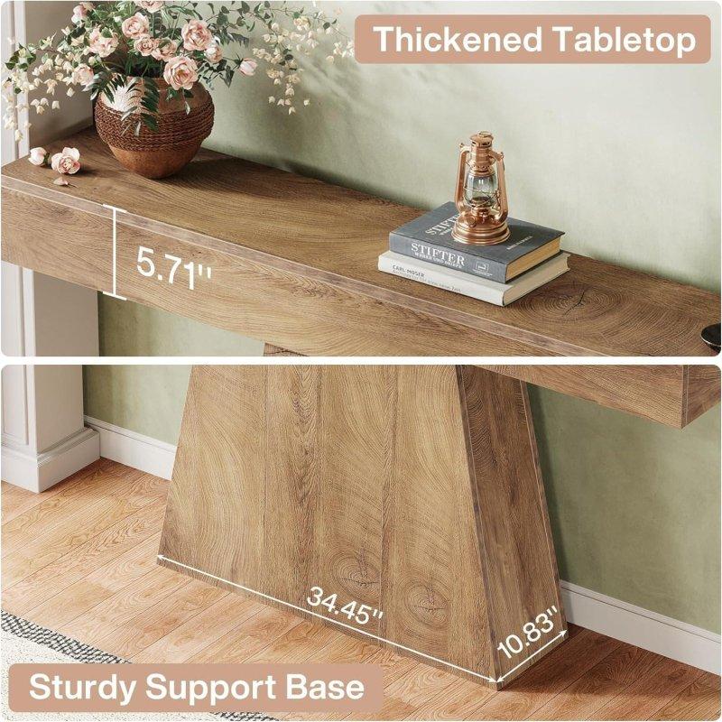 Doğal Ahşap Rengi MDF Yamuk Tabanlı Uzun Dresuar - 161 cm - 330707