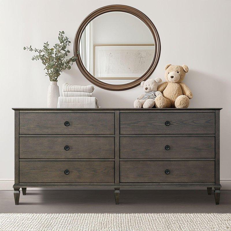 Doğal Ahşap Rengi Meşe ve MDF 6 Çekmeceli Tornalı Ayaklı Şifonyer - 178 cm - 299837