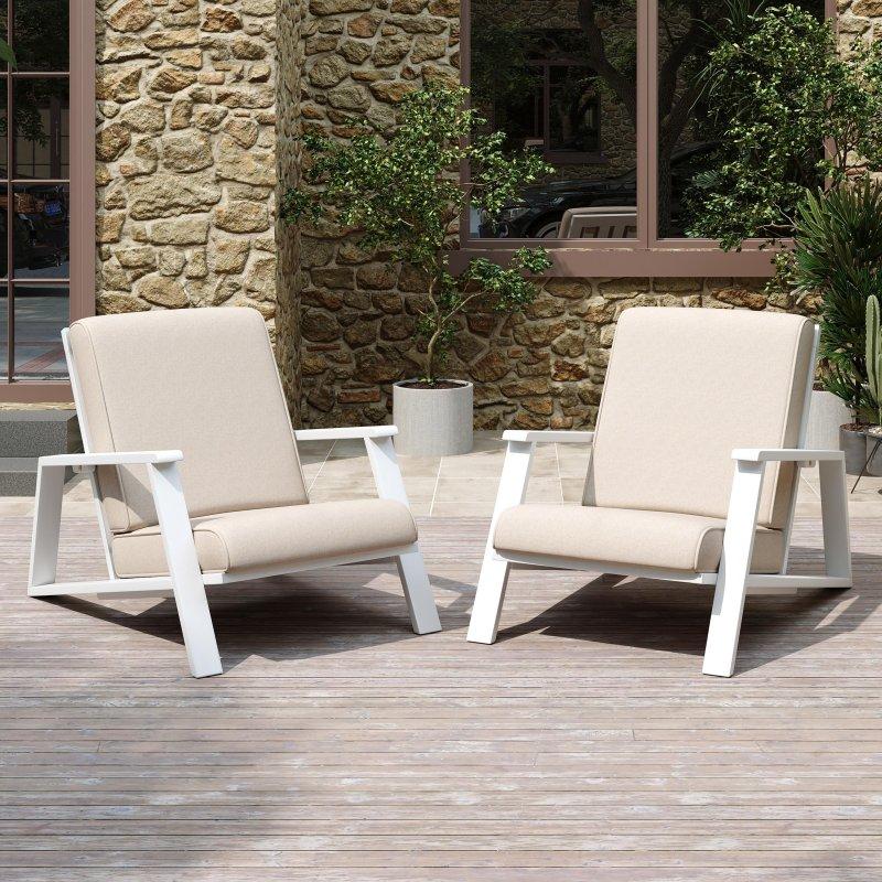 Doğal Akasya Ağacı Minderli Adirondack Bahçe Takımı - 273437