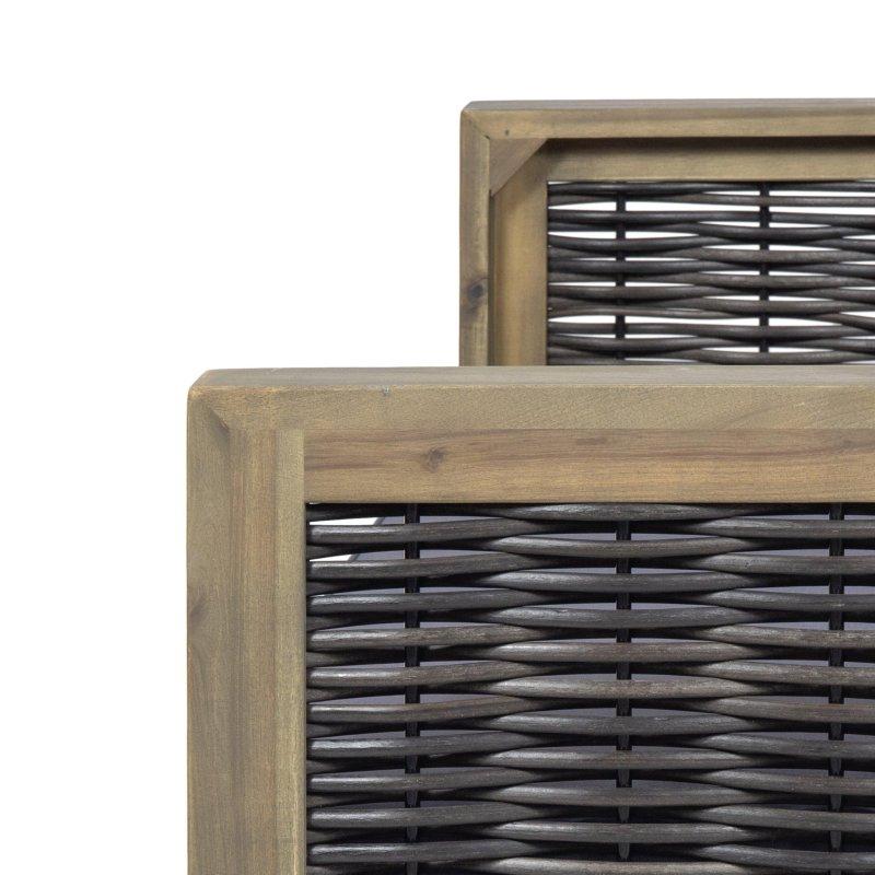 Doğal Akasya Ağacı ve Rattan 4 Parça Suya Dayanıklı Minderli Bahçe Takımı - 267533