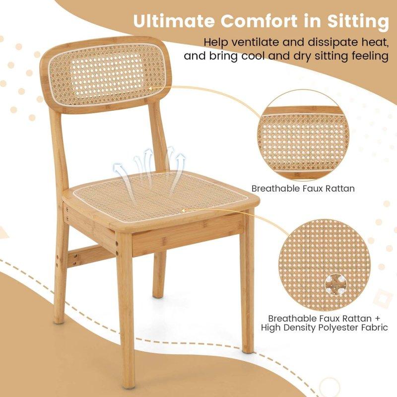 Doğal Bambu 2li Set Rattan Sandalye - 252366