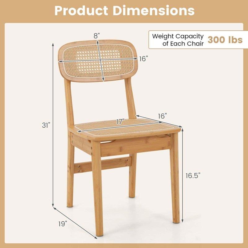 Doğal Bambu Dokuma Sırtlı 2li Set Rattan Sandalye - 251749