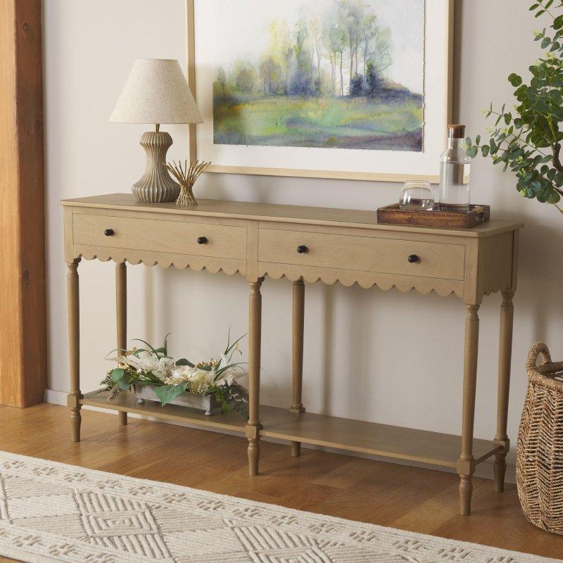 Doğal Çam 2 Çekmeceli Açık Raflı Dresuar - 148x34x82 cm - 332849