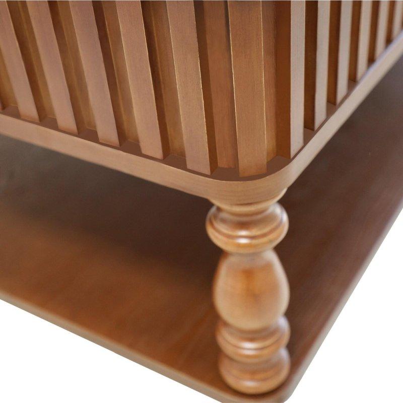 Doğal Çam Kaplama MDF Yivli Asansörlü Gizli Bölmeli Akıllı Sehpa - 120 cm - 254183