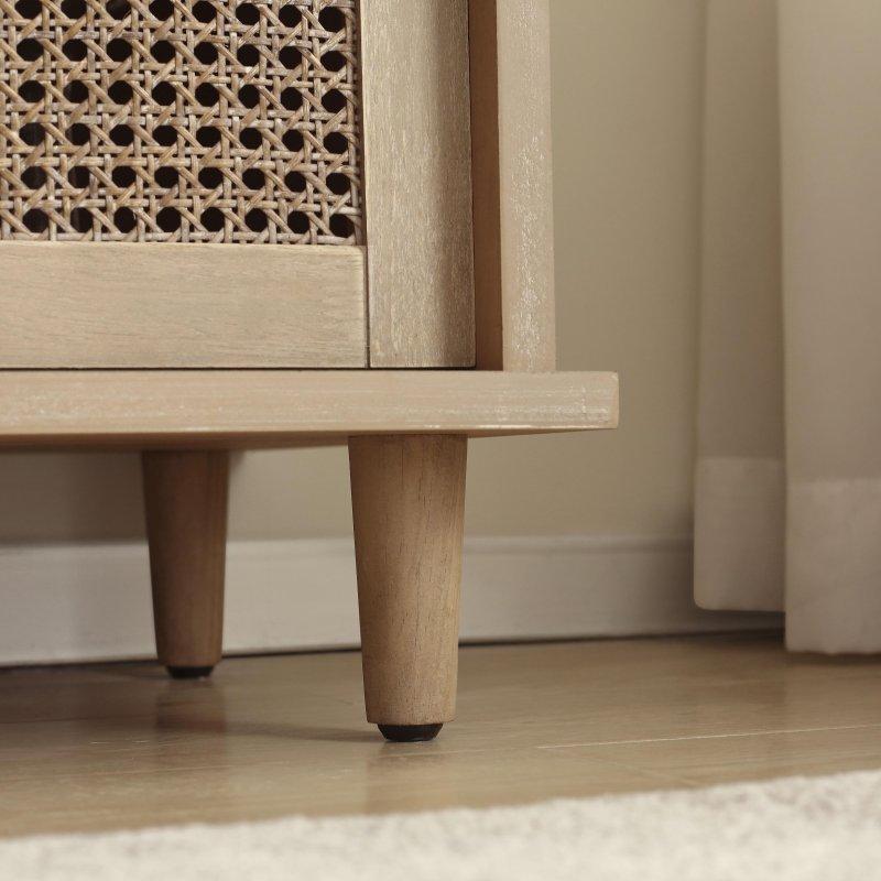 Doğal Çam ve Rattan Sürgülü Kapaklı Ayarlanabilir Raflı Bohem Konsol - 161x81x41 cm - 325283