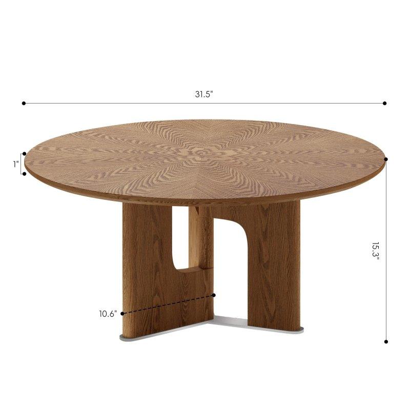 Doğal Dişbudak Kaplama Yuvarlak Orta Sehpa - 80 cm - 241825