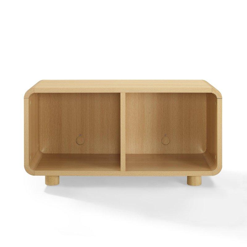 Doğal Dişbudak Plak Saklama Alanlı Yuvarlak Köşeli Pikap Standı Kitaplık - 102x53x41 cm - 313470
