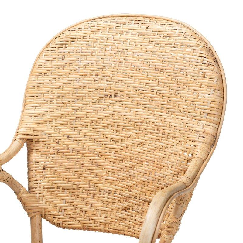 Doğal Kahverengi Bohem Kolçaklı Dokuma Detaylı Rattan Sandalye - 57x62x91 cm - 252692