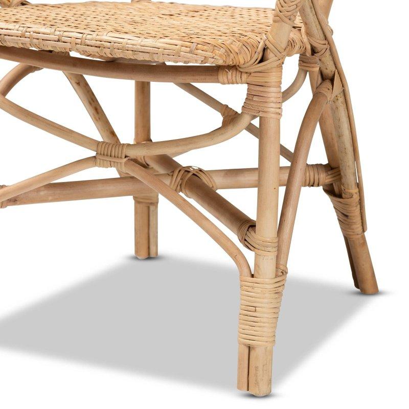 Doğal Kahverengi Bohem Kolçaklı Dokuma Detaylı Rattan Sandalye - 57x62x91 cm - 252692