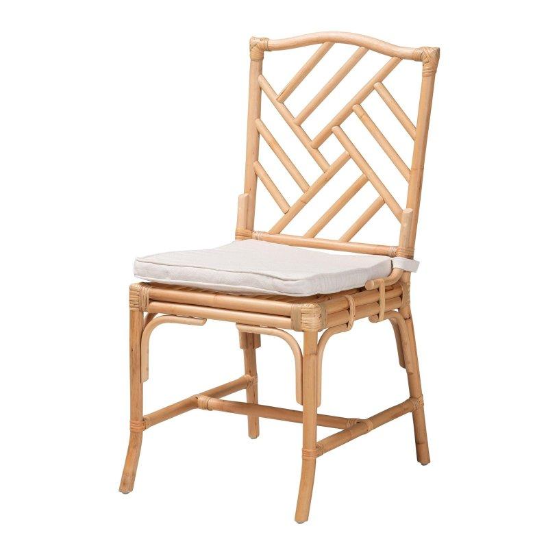 Doğal Kahverengi El Örgüsü Çıkarılabilir Minderli Rattan Sandalye - 253219